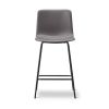 Pato barstol med 4 ben, fuldpolstret i grå læder, stoleophæng til borde kan tilkøbes.