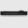 Delphi modulsofa i sort læder, 3 personers sofa, designet af Hannes Wettstein