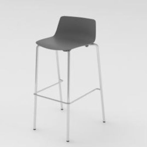 Vesper  barstol i grå med lav ryg, slidstærk og holdbar stol i glasfiber polypropylen, kan anvendes i kontormiljøet