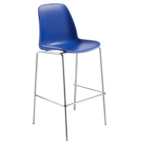 Selena H højstol i blå plast med krom stel, International Furniture A/S