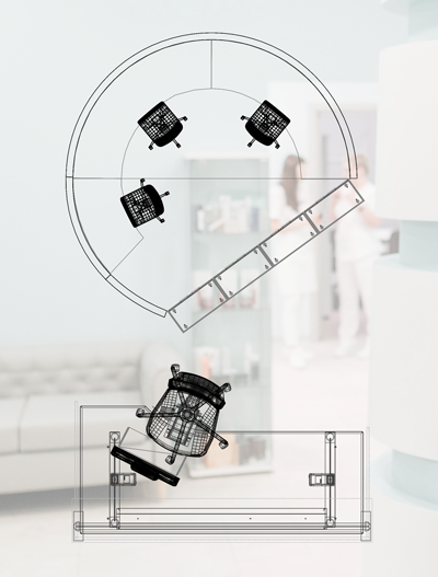 2D illustration af en klinikindretning