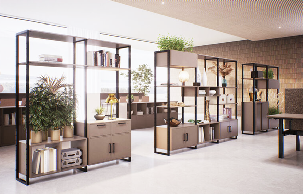 Reolsystemer du række i indretning af lokale