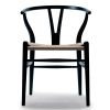 Wegner CH24 Y-stol i sort træ og naturflet.