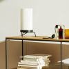 PM-02 bordlampe i sort lakeret stål og opal cylinderformet glas.