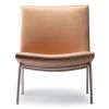 Hans J. Wegner CH401 loungestol med polstring i brun læder