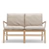 OW 149 Colonial sofa i hvidolieret eg med lyst læder