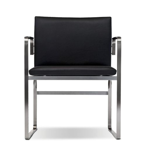 CH111 stol, Hans J. Wegner, stol i rustfrit stål med læder, få indretningshjælp til din virksomhed