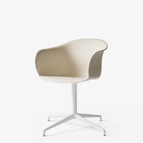 Elefy drejestol, beige sæde med hvidt stel, strømlinet design