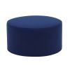 Drum stor puf i mørk blå, kan anvendes som komfortabel siddeplads
