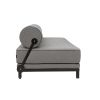 Sleep sofa i grå/sort har et ryglæn, der kan justeres efter behov