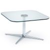 Harc Tub Tables, kvadratisk glasplade med 4-benet poleret aluminium fodkryds