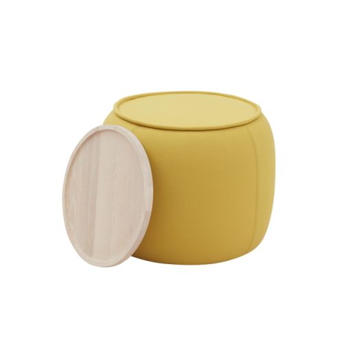 Conga puf med bakke i gul, lille størrelse, har to funktioner, da den kan anvendes som både puf og bord