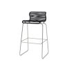 Panton One bar stol i Paper Black med et stel i rustfrit stål har et elegant udtryk