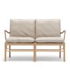 OW 149 Colonial sofa i hvidolieret eg med lyst læder