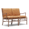 Colonial sofa i olieret valnød med cognac anilin sif95 læder, få indretningsløsninger til din virksomhed