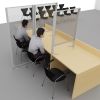 AKUPRO afskærmning i plexiglas mellem stole i retssal – en til bord og en til gulv
