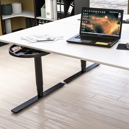 Arbejdsbord med runde ben anvendes som arbejdsbord eller skrivebord
