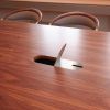 E-Zone konferencebord med søjlefødder, bordplade i teaktræ, Henrik Tengler