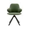 Nuuk stol i grøn med sort stel er en komfortabel stol med armlæn, der kan passe sammen med et bord