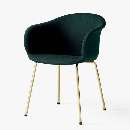 Elefy JH29 stol i polstret grøn med ben i messing, med eller uden polstring