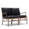 OW 149 Colonial sofa i valnød med sort læder