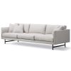 Calmo 3 personers sofa med lyst uldstof og metal ben