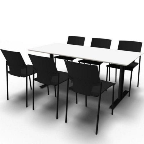 InLINE auditorie- og kantineborde i hvid med sort stel, kan anvendes til indretning af auditorie