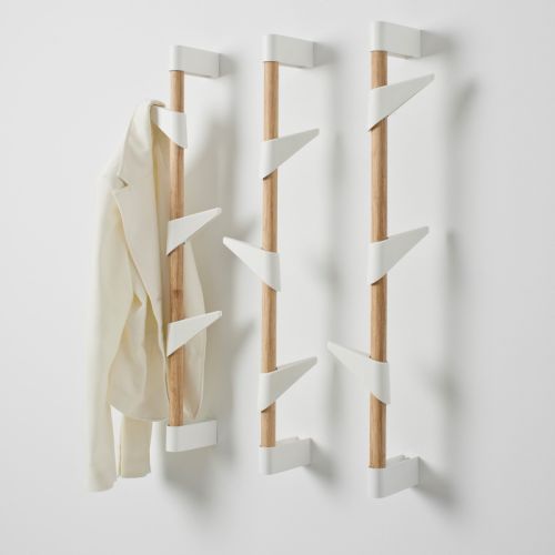 Bamboo Wall bambus knagerække med 3 hvide polyamid knage